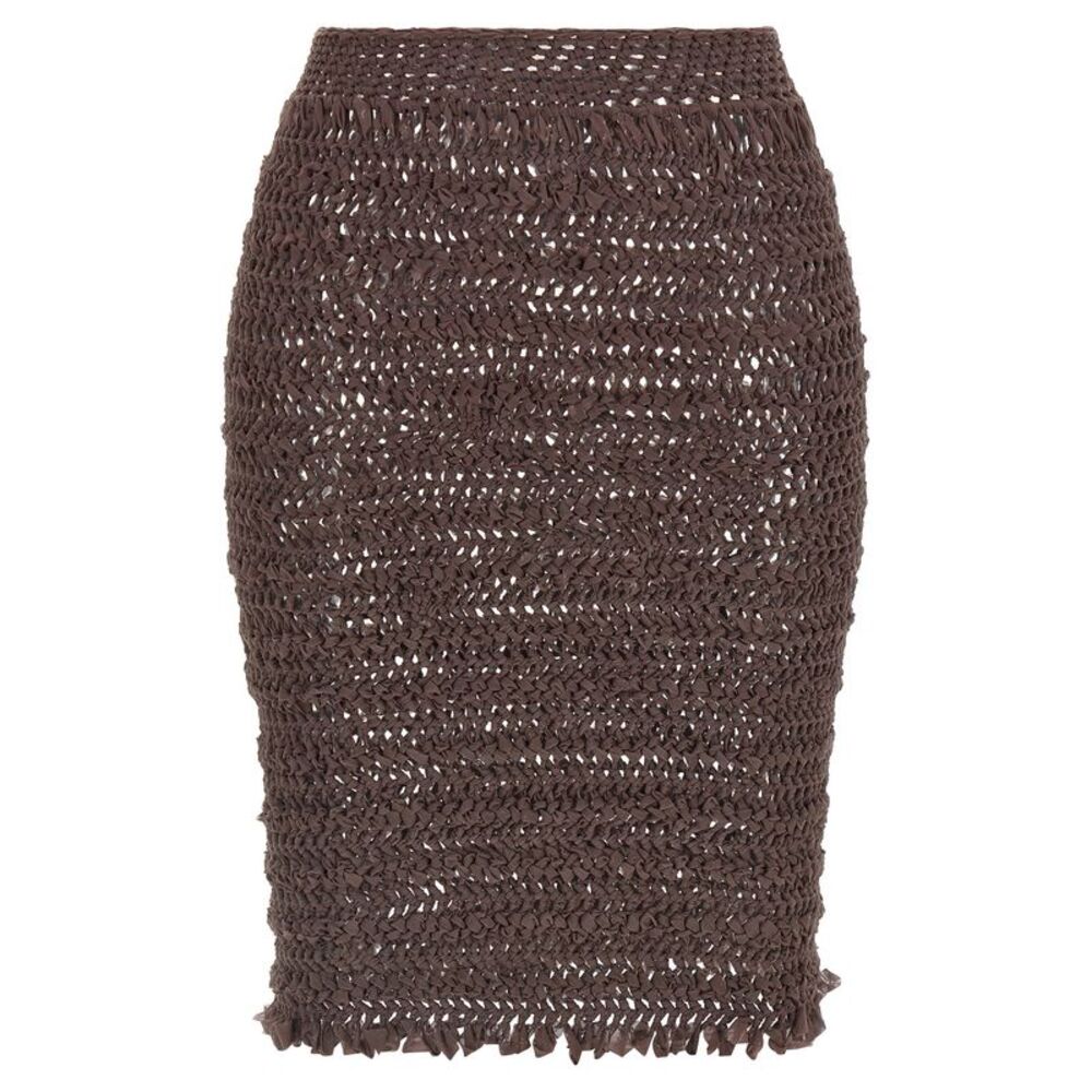 ALLIS Brown Polyester Midi Women's Skirt